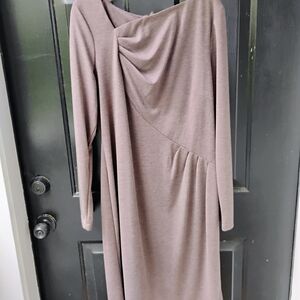 Mark Zunino Chic Long Sleeve Taupe Dress
